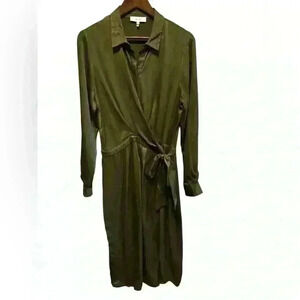 Reiss Arabella Satin Shirt-Style Midi Dress Size 8